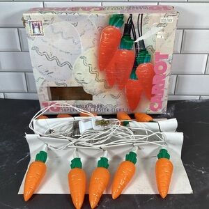 1996 Vtg Easter String Lights Carrots Hard Plastic - Tested Indoor/Outdoor